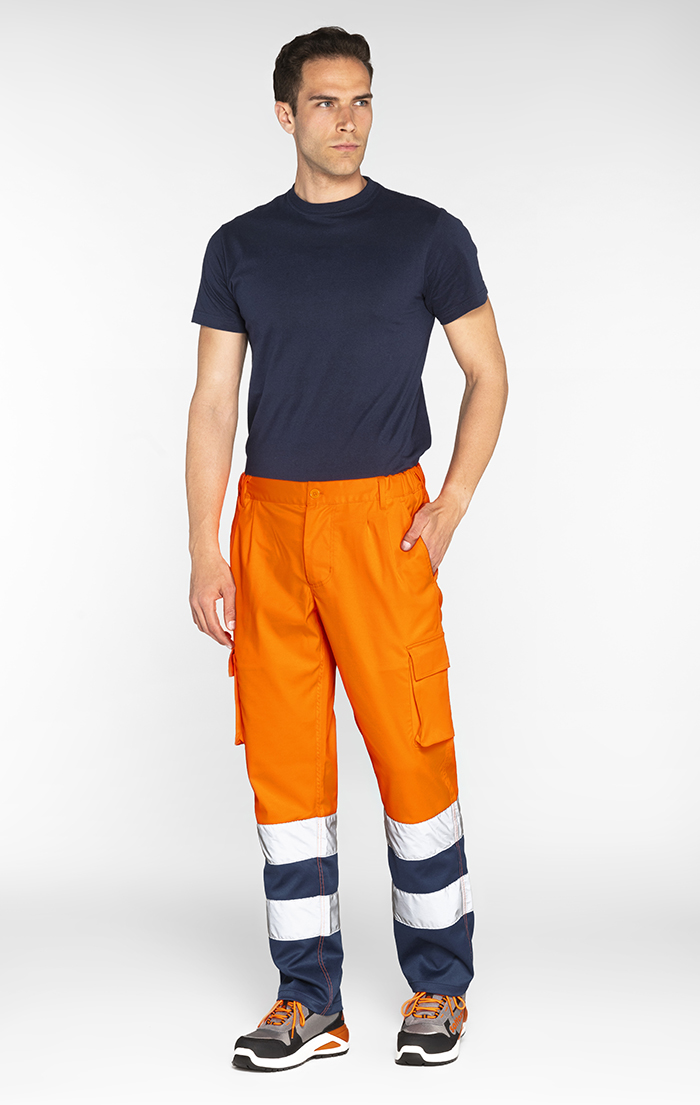 Pantalone H.V. Stretch Sottozero 1590 | Pantalone Alta Visibilità | Uomo | con Tasche | Conforme | 250 gr/m2