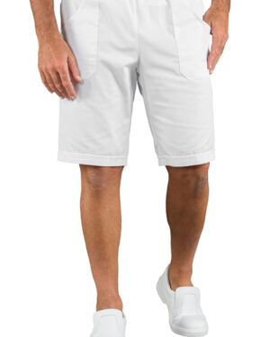 044000S Pantaloncino Short Isacco Bianco | Uomo | 100% Cotone | 2 Tasche Frontali + 1 Tasca Posteriore | Chiusura con Elastico e Cordino | 190 gr/m2