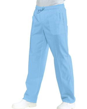 044042 Pantalone Isacco Celeste | Unisex (Uomo|Donna) | 100% Cotone | 2 Tasche Frontali + 1 Tasca Posteriore | Chiusura con Elastico e Cordino | 185 gr/m2