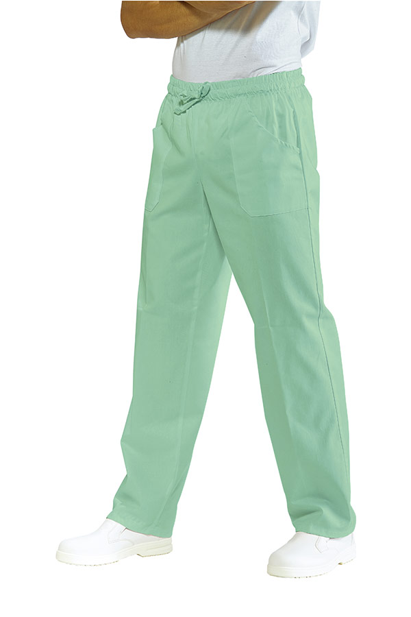 044049 Pantalone Isacco Verdino | Unisex (Uomo|Donna) | 100% Cotone | 2 Tasche Frontali + 1 Tasca Posteriore | Chiusura con Elastico e Cordino | 185 gr/m2