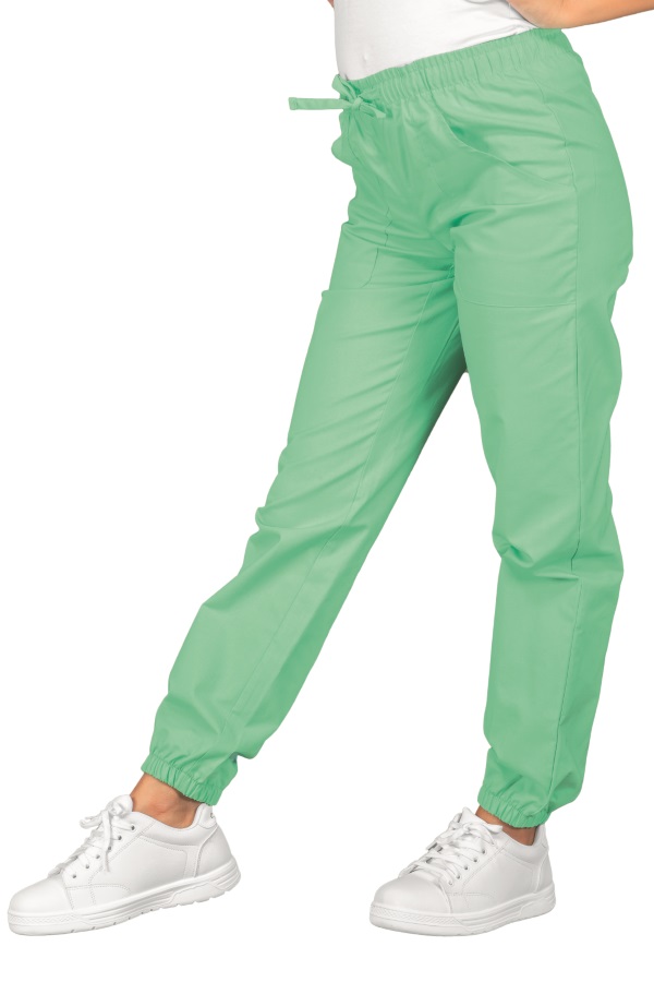 044049 Pantalone Isacco Verdino | Unisex (Uomo|Donna) | 100% Cotone | 2 Tasche Frontali + 1 Tasca Posteriore | Chiusura con Elastico e Cordino | 185 gr/m2 - immagine 2