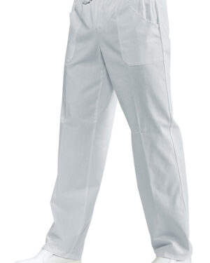 044078 Pantalaccio Super Stretch Isacco Bianco | Unisex (Uomo/Donna) | 2 Tasche Frontali + 1 Tasca Posteriore | Chiusura con Elastico e Cordino | 210 gr/m2