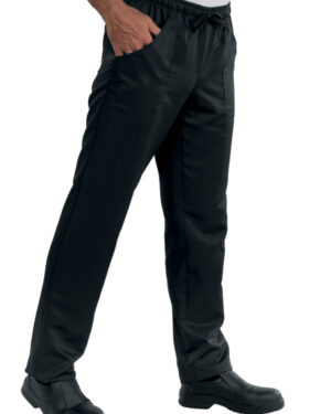 044301 Pantalone con Elastico Isacco Nero | Unisex (Uomo/Donna) | 2 Tasche Frontali + 1 Tasca Posteriore | Chiusura con Elastico e Cordino | 130 gr/m2