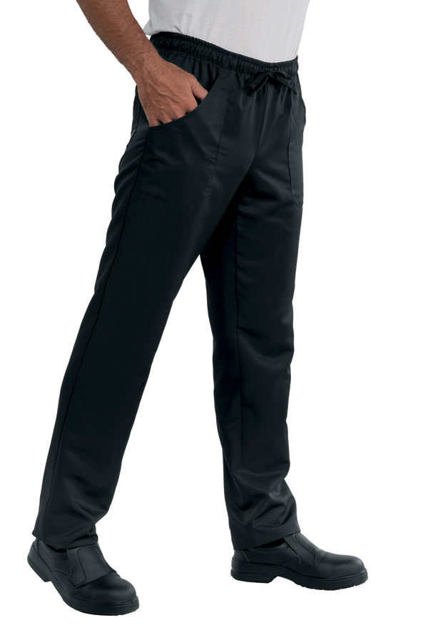 044301 Pantalone con Elastico Isacco Nero | Unisex (Uomo/Donna) | 2 Tasche Frontali + 1 Tasca Posteriore | Chiusura con Elastico e Cordino | 130 gr/m2
