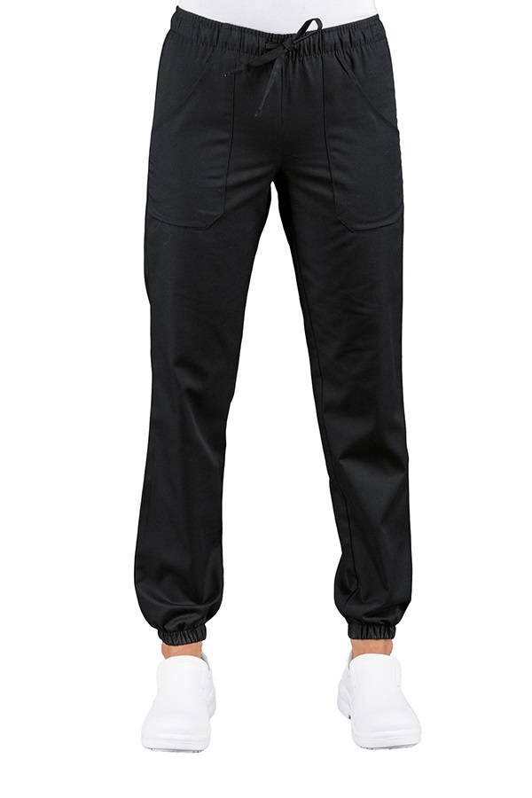 044301 Pantalone con Elastico Isacco Nero | Unisex (Uomo/Donna) | 2 Tasche Frontali + 1 Tasca Posteriore | Chiusura con Elastico e Cordino | 130 gr/m2 - immagine 2