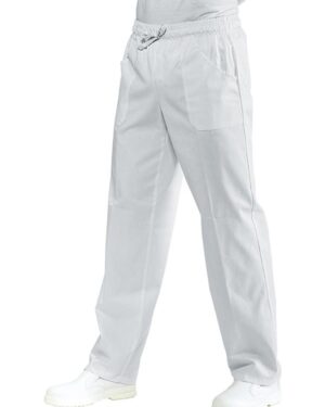 044600 Pantalaccio Isacco Bianco | Unisex (Uomo/Donna) | 2 Tasche Frontali + 1 Tasca Posteriore | Chiusura con Elastico e Cordino | 210 gr/m2