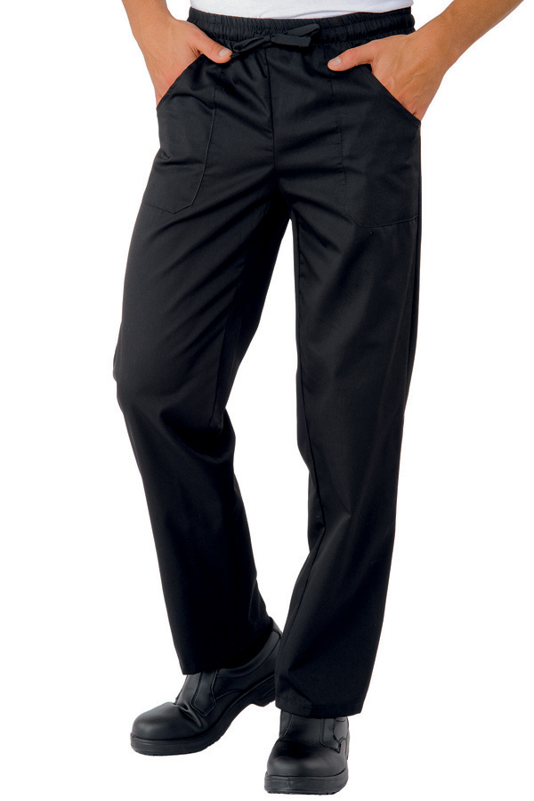 044601 Pantalone Isacco Nero | Unisex (Uomo/Donna) | 2 Tasche Frontali + 1 Tasca Posteriore | Chiusura con Elastico e Cordino | 195 gr/m2