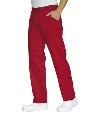 044607 Pantalone Isacco Rosso | Unisex (Uomo/Donna) | 2 Tasche Frontali + 1 Tasca Posteriore | Chiusura con Elastico e Cordino | 195 gr/m2