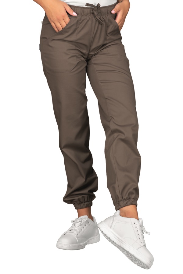 044636 Pantalone Isacco Fango | Unisex (Uomo/Donna) | 2 Tasche Frontali + 1 Tasca Posteriore | Chiusura con Elastico e Cordino | 195 gr/m2 - immagine 2