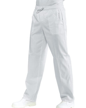 044700 Pantalone con Elastico Isacco Bianco | Unisex (Uomo/Donna) | 2 Tasche Frontali + 1 Tasca Posteriore | Chiusura con Elastico e Cordino | 150 gr/m2
