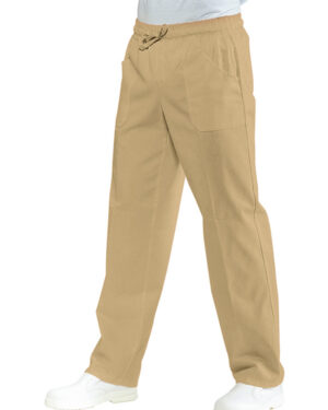 044715 Pantalone Isacco Biscotto | Unisex (Uomo/Donna) | 2 Tasche Frontali + 1 Tasca Posteriore | Chiusura con Elastico e Cordino | 115 gr/m2