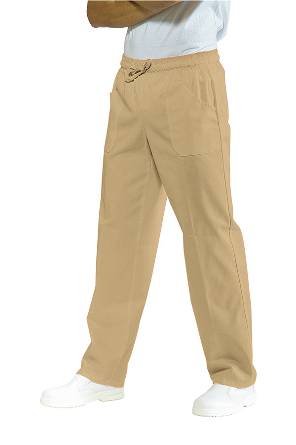 044715 Pantalone Isacco Biscotto | Unisex (Uomo/Donna) | 2 Tasche Frontali + 1 Tasca Posteriore | Chiusura con Elastico e Cordino | 115 gr/m2