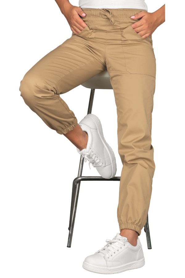 044715 Pantalone Isacco Biscotto | Unisex (Uomo/Donna) | 2 Tasche Frontali + 1 Tasca Posteriore | Chiusura con Elastico e Cordino | 115 gr/m2 - immagine 2
