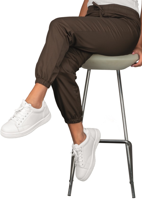 044717 Pantalone Isacco Cacao | Unisex (Uomo/Donna) | 2 Tasche Frontali + 1 Tasca Posteriore | Chiusura con Elastico e Cordino | 115 gr/m2 - immagine 2