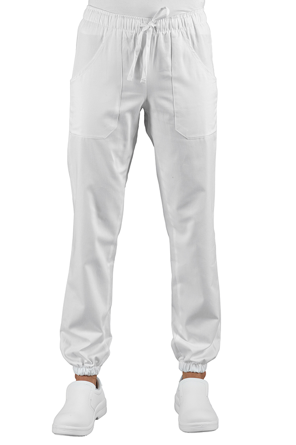 044070 Pantalone con Elastico Bohème Isacco Bianco | Unisex (Uomo/Donna) | 2 Tasche Frontali + 1 Tasca Posteriore | Chiusura con Elastico e Cordino | 180 gr/m2 - immagine 2
