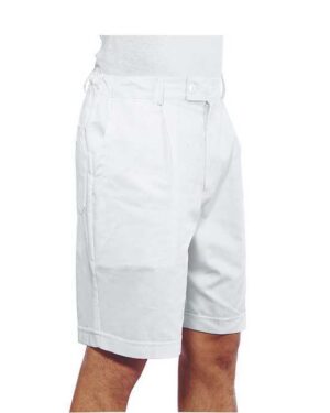 064300 Pantaloncino Isacco Bianco | Uomo | 100% Cotone | 2 Tasche Frontali + 1 Tasca Posteriore | Chiusura con Bottoni e Zip | 190 gr/m2
