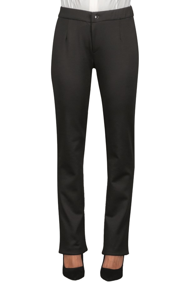 024291 Pantalone Trendy Jersey Milano Nero Isacco | Donna | Elasticizzato | Chiusura con Elastico | 285 gr/m2