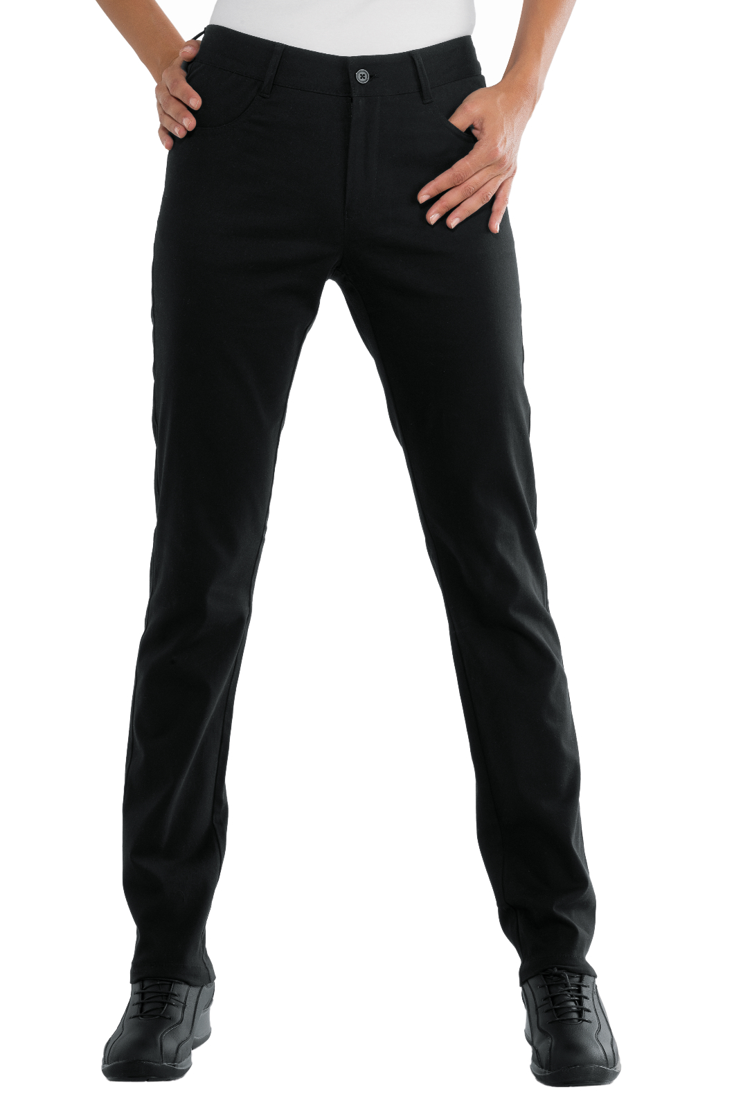 024851 Pantalone Margarita Super Stretch Nero Isacco | Donna | 97% Cotone | 2 Tasche Frontali + 2 Tasche Posteriori | Chiusura con Bottone | 210 gr/m2
