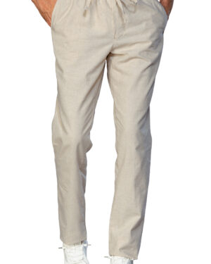 043616 Pantalone Slim Zip Lino Isacco | Unisex (Uomo/Donna) | 2 Tasche Laterali + 1 Posteriore | Chiusura con Elastico e Cordino | 120 gr/m2
