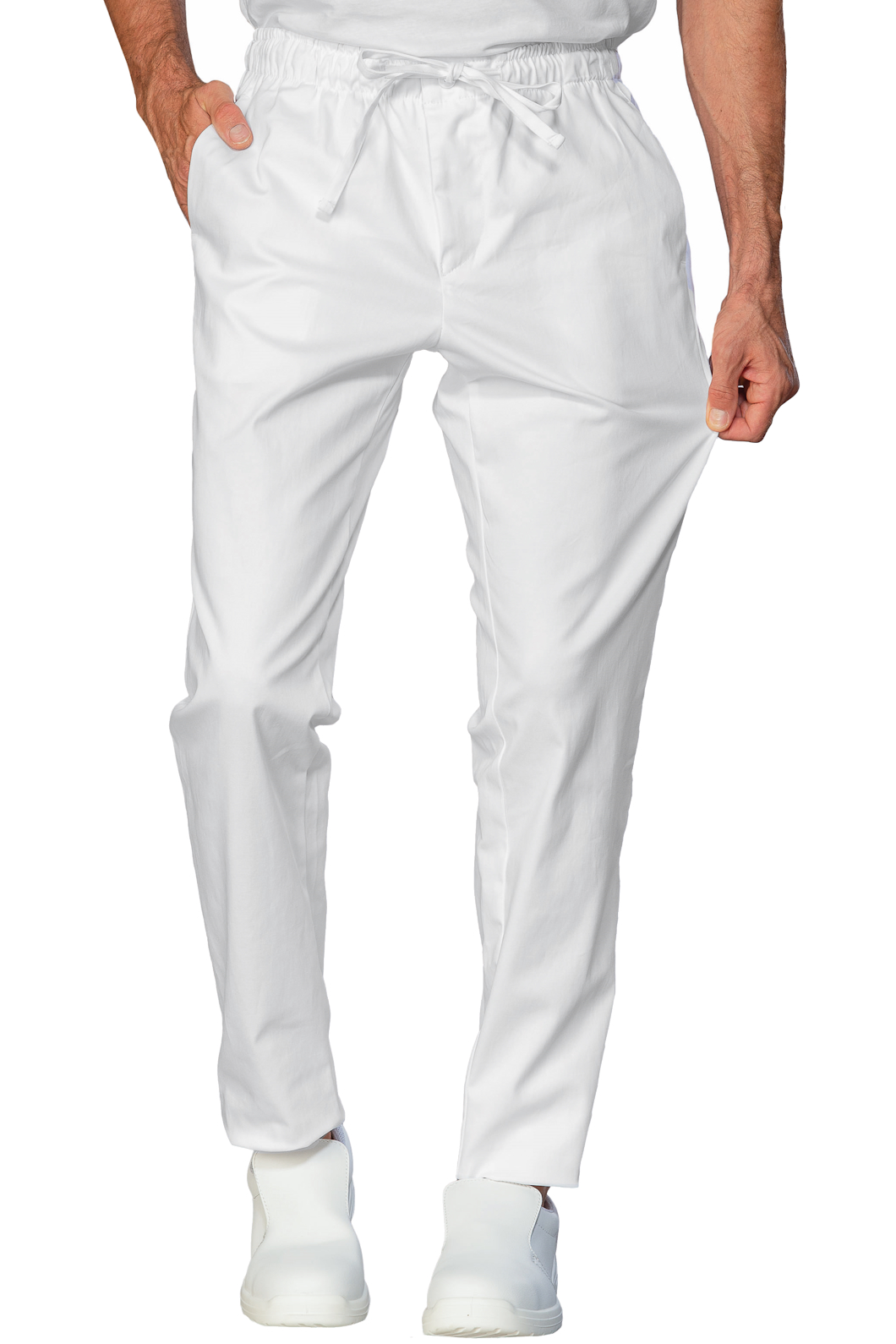 043679 Pantalone Slim Zip Super Stretch Isacco | Unisex (Uomo/Donna) | 97% Cotone | 2 Tasche Frontali + 1 Posteriore | Chiusura con Elastico e Cordino | 210 gr/m2