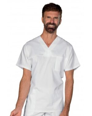 045000O-Oeko Casacca Collo a V Oeko-Tex Bianco Isacco | Unisex(Uomo|Donna)  | 100% Cotone | 190 gr/m2
