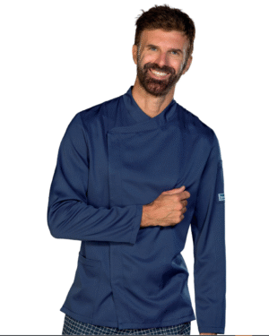 059602 Giacca Bolton Tecnostretch Blu Isacco | Unisex (Uomo/Donna) | Antimacchia | Bottoni a Pressione | 145 gr/m2