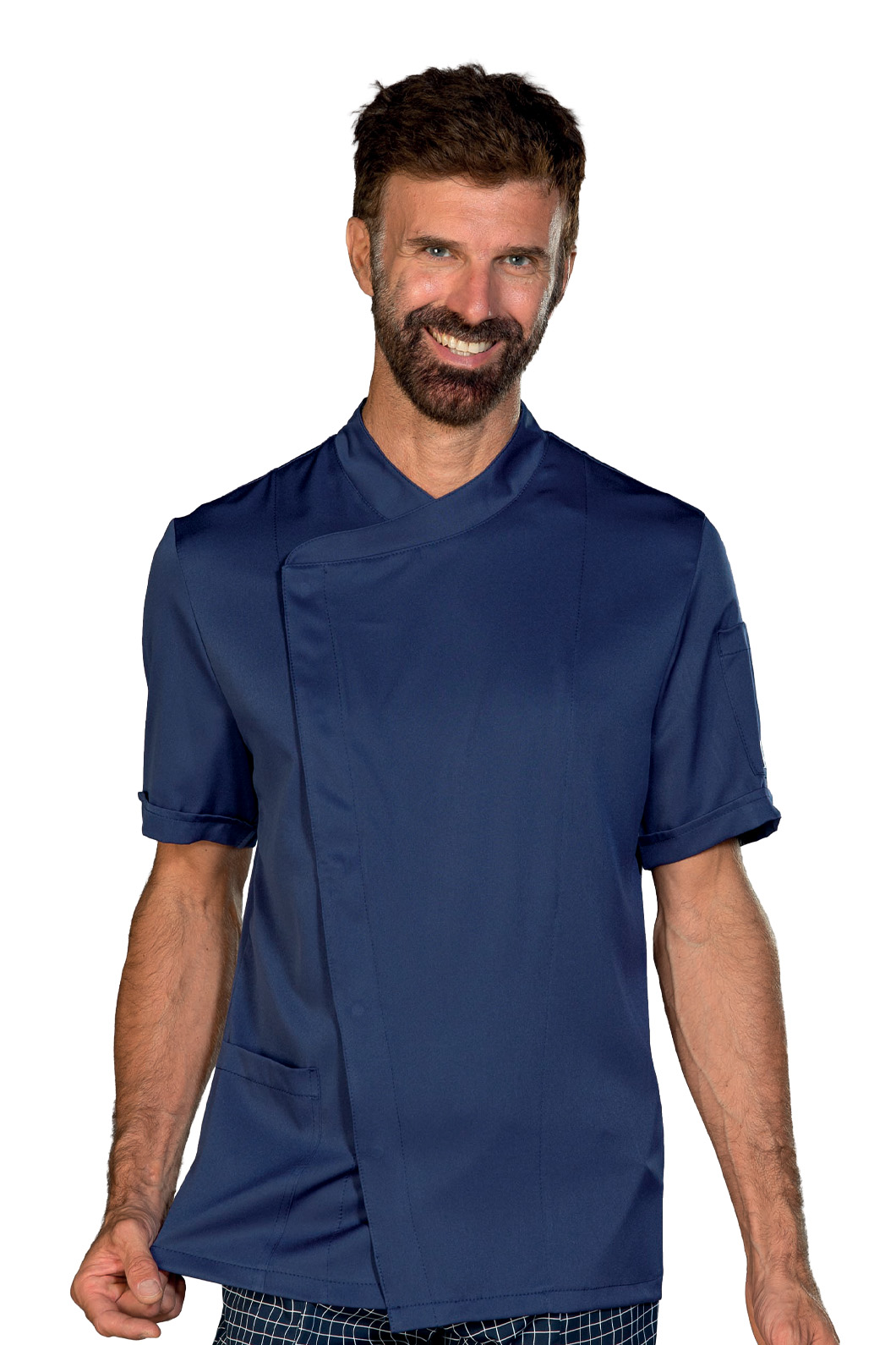 059602 Giacca Bolton Tecnostretch Blu Isacco | Unisex (Uomo/Donna) | Antimacchia | Bottoni a Pressione | 145 gr/m2 - immagine 2