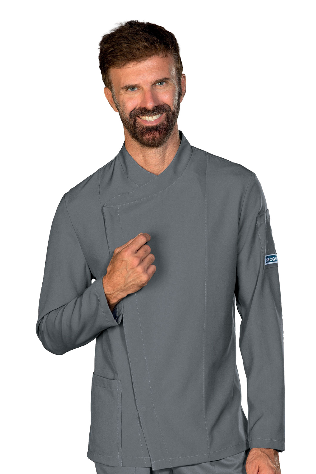 059612 Giacca Bolton Tecnostretch Grigio Isacco | Unisex (Uomo/Donna) | Antimacchia | Bottoni a Pressione | 145 gr/m2