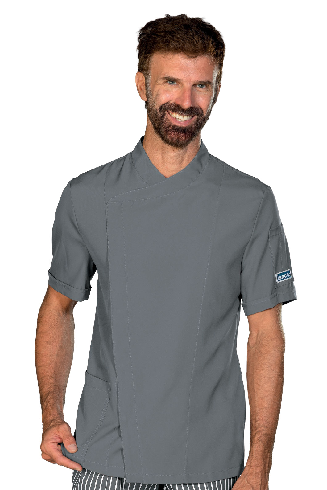 059612 Giacca Bolton Tecnostretch Grigio Isacco | Unisex (Uomo/Donna) | Antimacchia | Bottoni a Pressione | 145 gr/m2 - immagine 2